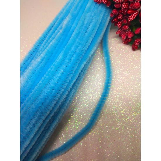 Проволока синельная 30 см цв. голубой, цена за 10 шт